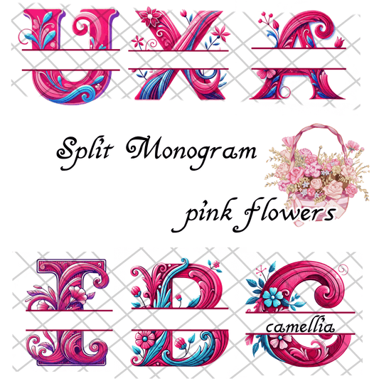 Flower Split Monogram - Digital Download -Split Alphabet