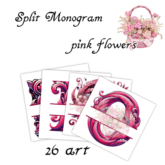 PACK Flower Split Monogram - Digital Download -Split Alphabet